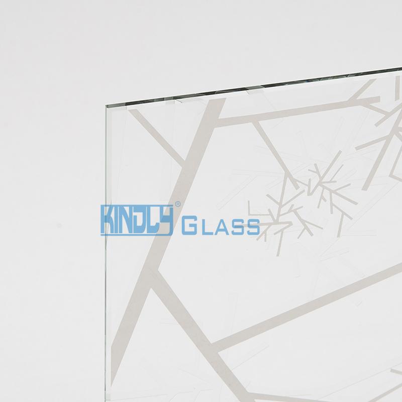 Vidrio transparente grabado al ácido de diseño